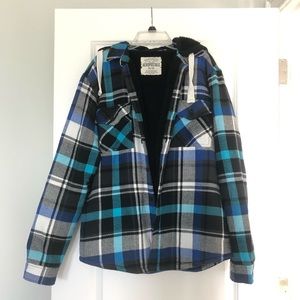 NEW Flannel Sherpa Jacket w/ removable hood